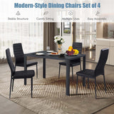 4 Pieces Modern Leather Dinning Chairs Set with Metal Frame