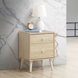 Freestanding Bedside Nightstand with 2 Storage Drawers and Rubber Legs