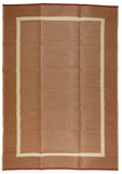 Border Design Beige/Brown Reversible Indoor/Outdoor Mat Area Rug with Bag
