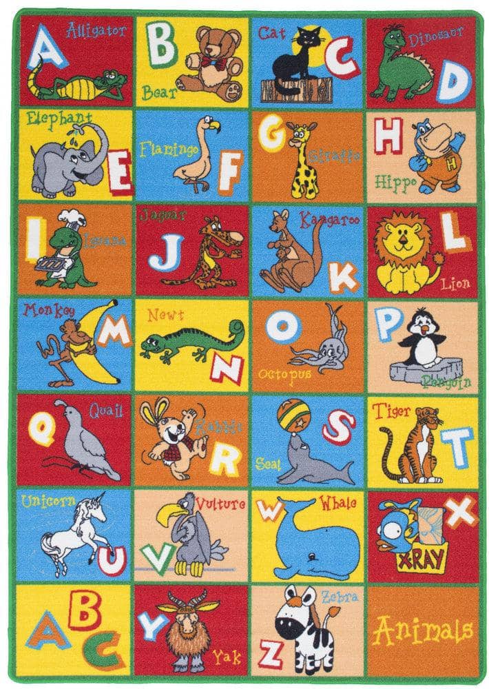 Kids Animal Friends Playful Alphabet ABCD Kids Fun Area Rugs 3x5