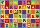 Kids Letters Numbers and Shapes Playful Kids Fun Area Rug