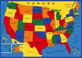 Kids USA States Map Playful Kids Fun Area Rug