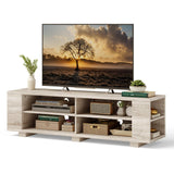Wooden TV Stand with 8 Open Shelves for Tvs up to 65 Inch Flat Screen