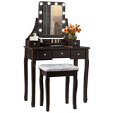 Vanity Dressing Table Set with 10 Dimmable Bulbs and Cushioned Stool