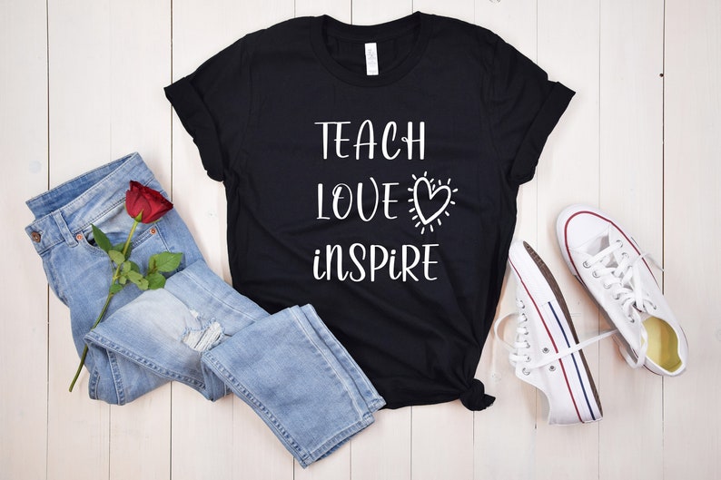 Teach Love Inspire Shirt, Funny Valentine Tee, Back To School Tee, Kindergarten T-Shirt, Cute Teacher Shirts, Teacher Appreciation Tees