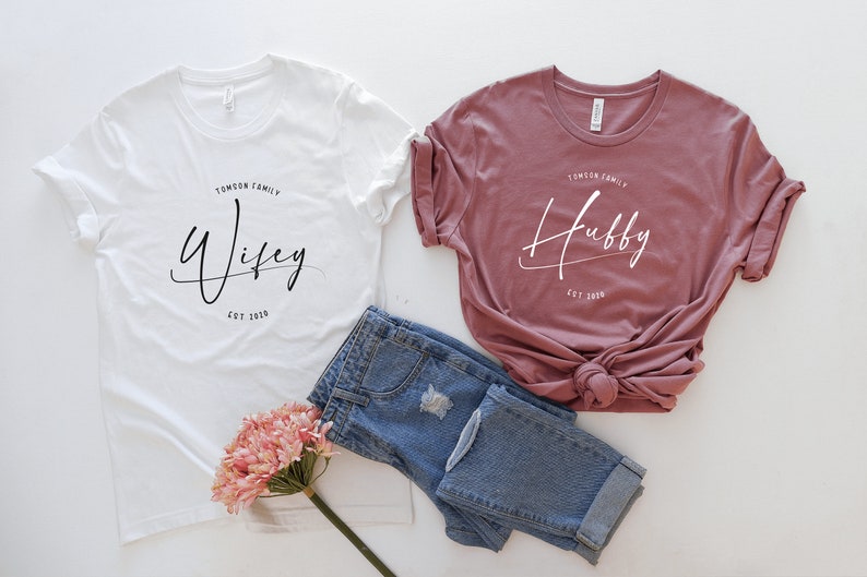 Wifey Hubby Design Shirt, Gift for her,Gift for him, Matching design shirt,VALENTINE gift shirt, Couple Design Shirt, Cute design for women