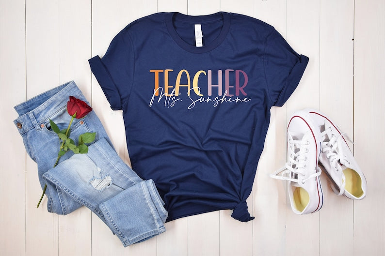 Mrs. Smith Teacher Shirt, Mrs. Teacher Tee, Teacher Gifts, Sunshine Summer Shirt, Be Kind, Graphic Tees For Women, Kindergarten Teacher Tee