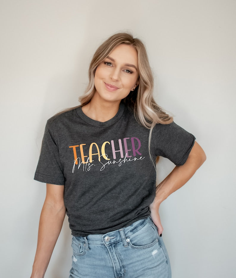 Mrs. Smith Teacher Shirt, Mrs. Teacher Tee, Teacher Gifts, Sunshine Summer Shirt, Be Kind, Graphic Tees For Women, Kindergarten Teacher Tee
