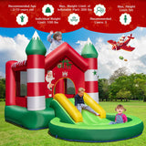 Christmas Themed Kids Inflatable Bounce House with Slide without Blower