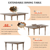 Extendable Wooden Dining Table with Rubber Wood Legs