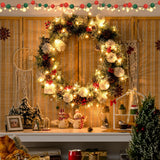 30-Inch Pre-Lit Flocked Artificial Christmas Wreath with Mixed Decorations