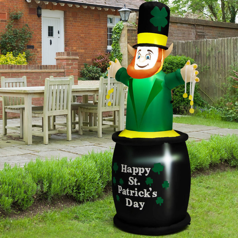 6 Feet St Patrick'S Day Inflatables Leprechaun Irish Day Decoration with LED Lights