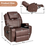 360-Degree Swivel Massage Recliner Chair with Remote Control for Home