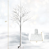 5 Feet Pre-Lit White Twig Birch Tree with 72 LED Lights for Christmas