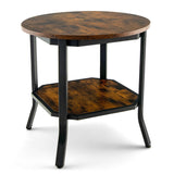 2-Tier round End Table with Storage Shelf for Living Room