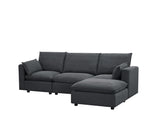 2 Pieces L shaped Sofa Sectional with Removable Ottoman, Suqare Arm, chaise, thick cuhsions