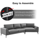[VIDEO provided]141.5"Air Leather Right-arm Facing Cuddler Sectional Sofa with Metal Legs, huge corner wedge design, Corner sofa, Modern English Arm Sofa for living room, Grey
