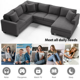 110*86\\\" Sectional Sofa Upholstered Modern English Arm Classic U-shaped Sofa 3 Pillows Included
