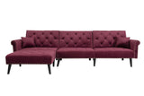 Convertible Sofa bed sleeper red velvet