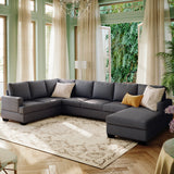 Modern Large Upholstered U-Shape Sectional Sofa, Extra Wide Chaise Lounge Couch