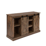 Rustic Style Farmhouse Sliding Barn Door TV Stand for TV up to 65 Inch Flat Screen Media Console Table Storage Cabinet Wood Entertainment Center Sturdy Ranch  XH