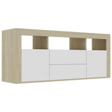 TV Cabinet White and Sonoma Oak 47.2"x11.8"x19.7" Chipboard