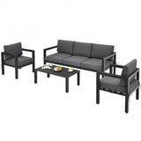 4 Pieces Outdoor Furniture Set for Backyard and Poolside