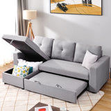 [VIDEO] 90" Reversible Pull out Sleeper L-Shaped Sectional Storage Sofa Bed,Corner sofa-bed with Storage Chaise Left/Right Handed