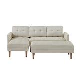 Faux Leather Sectional sofa bed , L-shape Sofa Chaise Lounge with Ottoman Bench