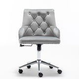 Modern Mid-Back Tufted Velvet Fabric Computer Desk Chair Swivel Adjustable Accent Home Office Task Chair Executive Chair with Soft Seat