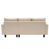 L-shaped Disassembly and Assembly of the Backrest Pull Point, Variable Combination, Three-Seat Indoor Sofa, Solid Wood Soft Bag PU 194*67*83cm Simple Nordic Style RT