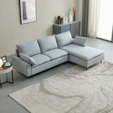 L-Shaped linen sectional sofa with left chaise,Grey