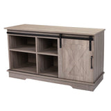 TV stand for TVs up to 50", Farmhouse Entertainment Center with Sliding Barn Door, TV Cabinet, Rustic Wood XH
