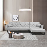 Convertible Sofa bed sleeper Light grey velvet