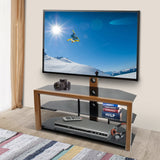 LEADZM TSG008 32-65" Corner Floor TV Stand with Swivel Bracket 3-Tier Tempered Glass Shelves-DK