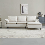 L-Shaped linen sectional sofa with left chaise,Beige