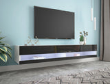 Wall Mounted Floating 80" TV Stand with 20 Color LEDs White Black RT