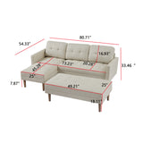 Faux Leather Sectional sofa bed , L-shape Sofa Chaise Lounge with Ottoman Bench