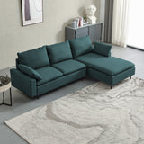 L-Shaped linen sectional sofa with left chaise,Emerald
