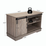 TV stand for TVs up to 50", Farmhouse Entertainment Center with Sliding Barn Door, TV Cabinet, Rustic Wood XH