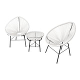 3 Pieces Patio Furniture Set Outdoor All Weather Hand-Woven PE Rattan Conversation Bistro Sets 2 Chairs with Glass Top Coffee Table Sets for Backyard, Livingroom, Balcony