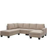 [VIDEO provided] 110*86.5*36" Textured Fabric Sectional Sofa Set, 4 pieces, U-shaped Sofa With Removable Ottoman, Left-arm Facing Chaise, Grey