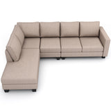 [VIDEO provided]107.25*87"Textured Fabric Sectional Sofa Set, L-shaped Sofa With 5 Seaters for Home Use, Left-arm Facing Chaise