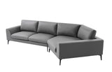 [VIDEO provided]141.5"Air Leather Right-arm Facing Cuddler Sectional Sofa with Metal Legs, huge corner wedge design, Corner sofa, Modern English Arm Sofa for living room, Grey