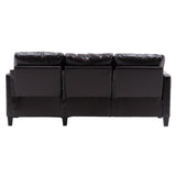 Convertible Sectional Small Sofa with Reversible Chaise for Teens, L-Shape 3-Seater Sofa Couch with PU Combination Sofa, Living Room Indoor Sleeper for Small Space RT