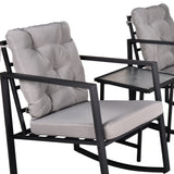 3 Pieces Patio Set Outdoor Patio Furniture Sets Modern Rocking Chair Furniture Sets Clearance Cushioned Chairs Conversation Sets with Coffee Table for Yard and Bistro (Beige)