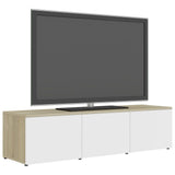 TV Cabinet White and Sonoma Oak 47.2"x13.4"x11.8" Chipboard