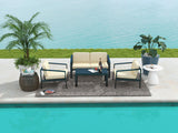 4 piece Outdoor Furniture Set With Outdoor Waterproof Sofa Coffee Table for Restaurant, Outdoor courtyard, Garden, Open-air balcony, Poolside