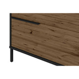 DunaWest 60 Inch Wood and Metal Entertainment TV Stand with 2 Drawers, Brown and Black