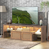 TV Stand,Two doors of TV cabinet,Adjustable 2 clear wave laminates,LED light with adjustable color,For TV cabinet size up to 60 inches,yellow